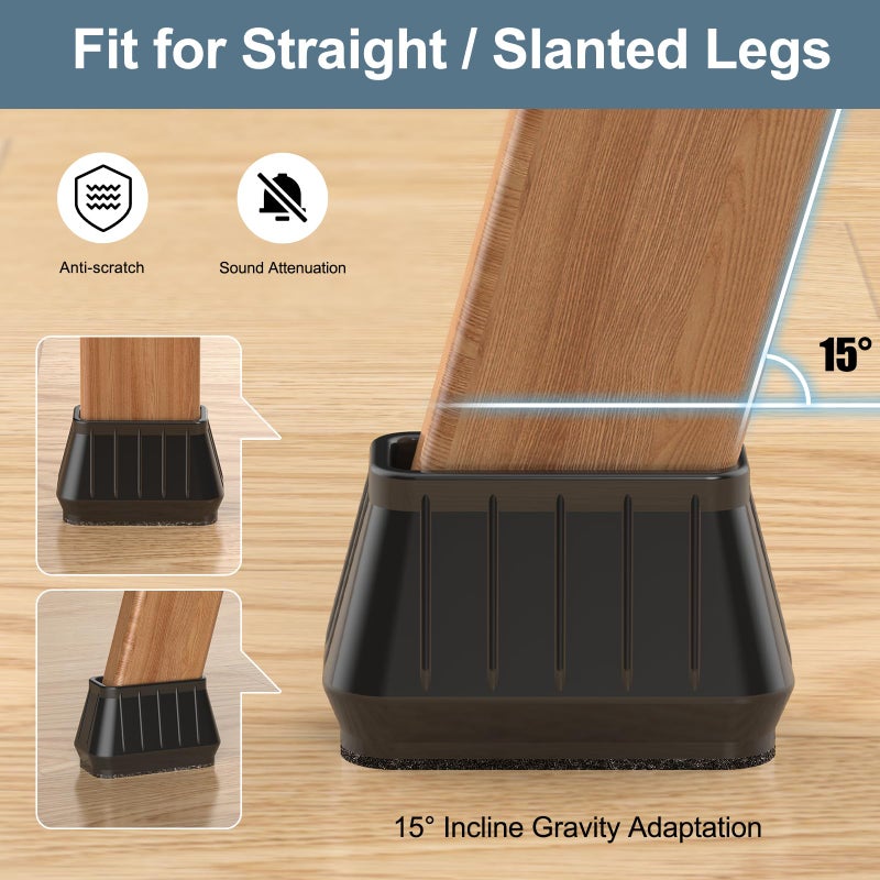 Violibar 24PCS Rectangular Chair Leg Floor Protectors for Hardwood Floors, Thicken Rubber Chair Leg Cap Covers, Non Slip Furniture Leg Pads to Protect Wood Tile Floors from Scratches and Reduce Noise - Image 4